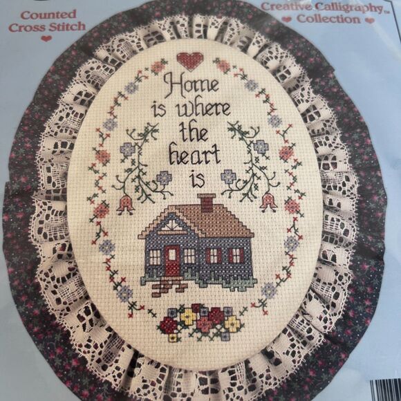 Stitchables Cross Stitch Craft Kit "Home is where the heart is" Oval Shape NEW - Picture 5 of 5
